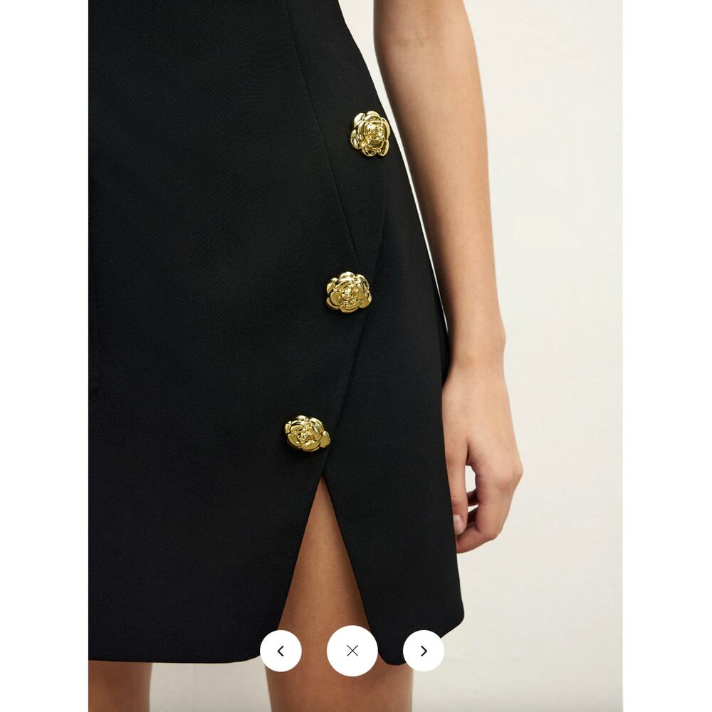 Commense Golden Rose Button Pocket Split Dress Sz… - image 5